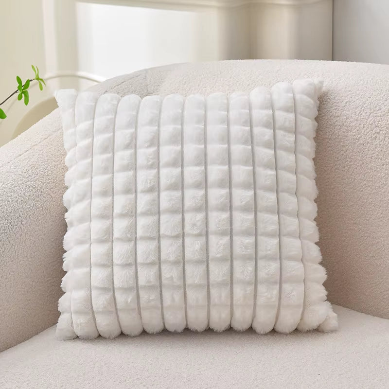Wholesale Solid Color Cushion Cover Home Decorative Faux Rabbit Fur Cushion Cover Sofa Pillow Cover