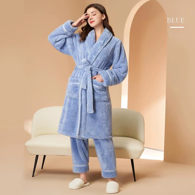 Wholesale Long Flannel Fleece Home Textile China Luxury Bathrobe for Women Men'S