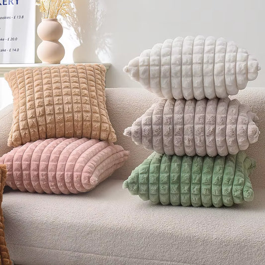Wholesale Solid Color Cushion Cover Home Decorative Faux Rabbit Fur Cushion Cover Sofa Pillow Cover